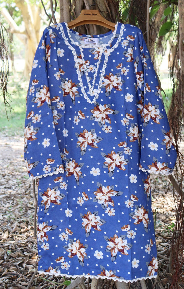 2 Piece Water Blue Floral Co Ord Set Lawn