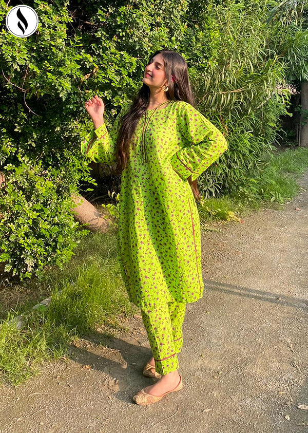 NZSC-608 Stiched 3 Piece Mulberry Petal With Wrinkle Chiffon Dupatta Set Lawn