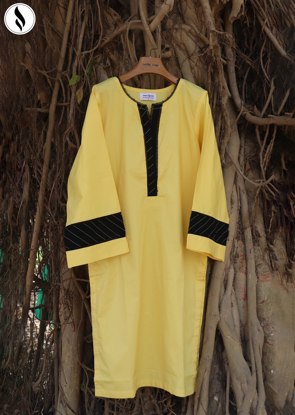 NZSC-1502 Stiched 2 Piece yellow Co Ord Set Cotton