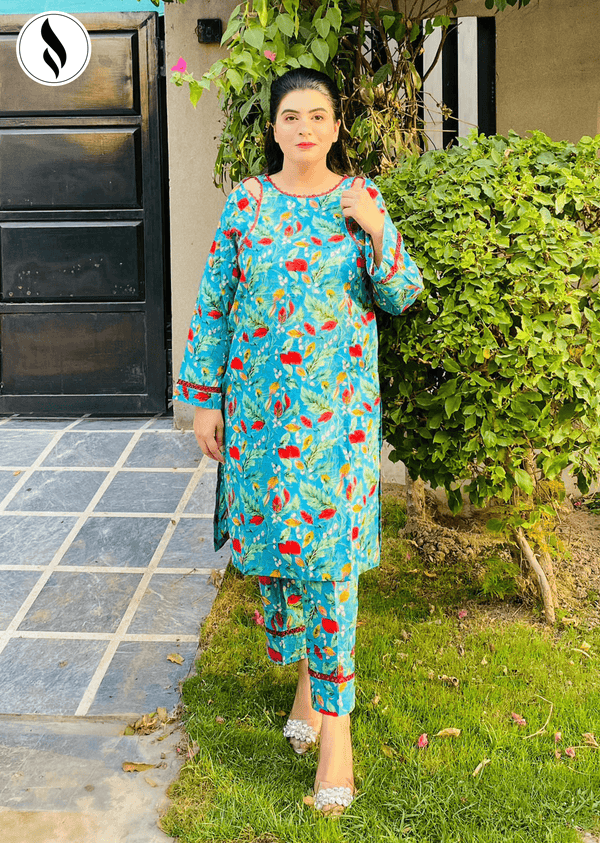 NZSC-412 Stiched 2 Piece Sunshine Blossom Co Ord Set Lawn