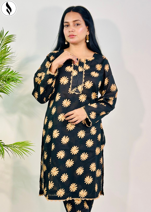 <b>NZSC-1703</b> 2 Piece Charcoal Elegance Co Ord Set Lawn