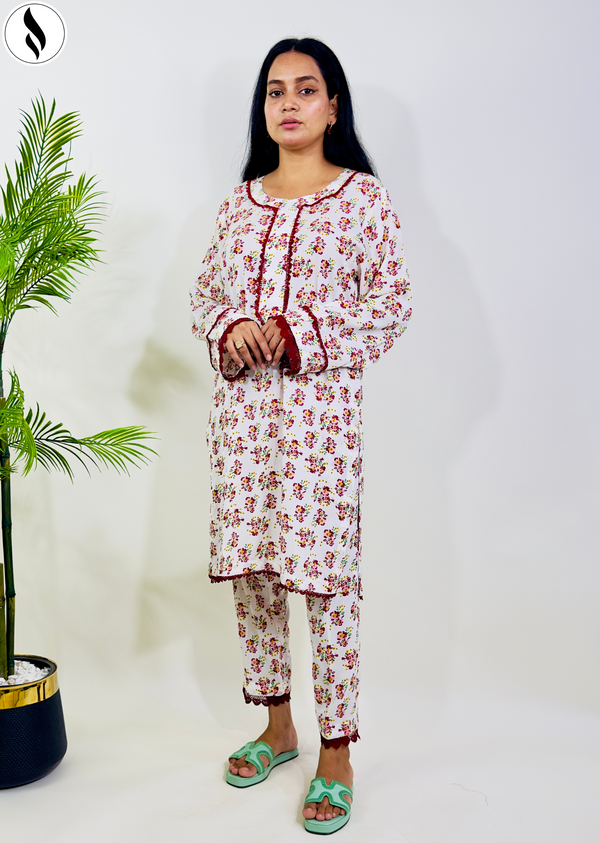 <b>NZSC-1705</b> 2 Piece Soft Gray Co Ord Set Lawn