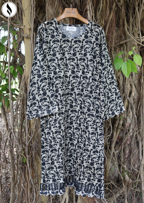 NZSC-809 Stiched 2 Piece Greyish Black Bales Co Ord Set Lawn