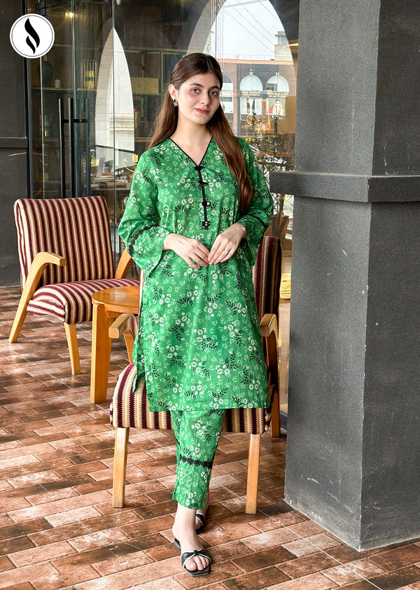 NZSC-609 Stiched 2 Piece Mulberry Petal Co Ord Set Lawn