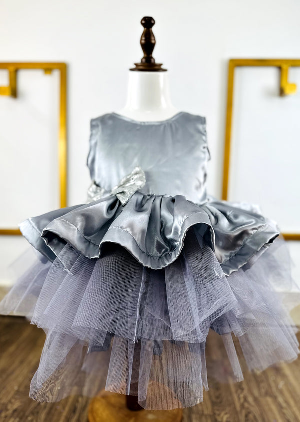 Golden Bow Grey Dress