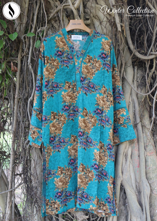 NZWC-1005 Stitched 2 Piece Deep Sky Floral Co Ord Linen Set