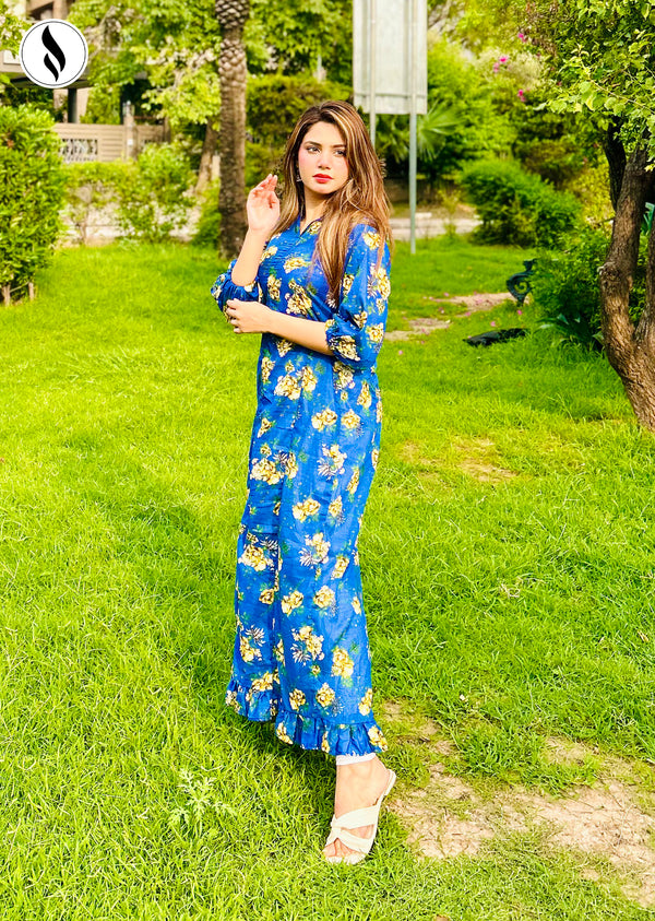 NZSC-623 2 Piece Stitched Butterfly Bloom Frock