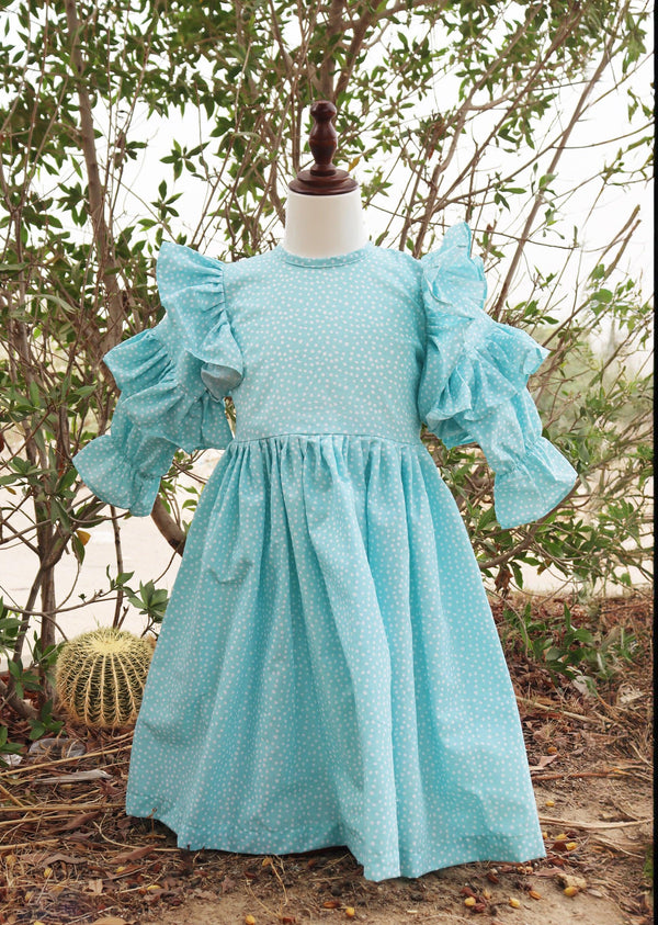 Aqua Ruffle Dress