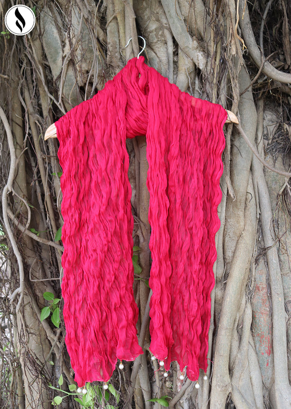 NZDC-123 Light Red Chiffon Dupatta