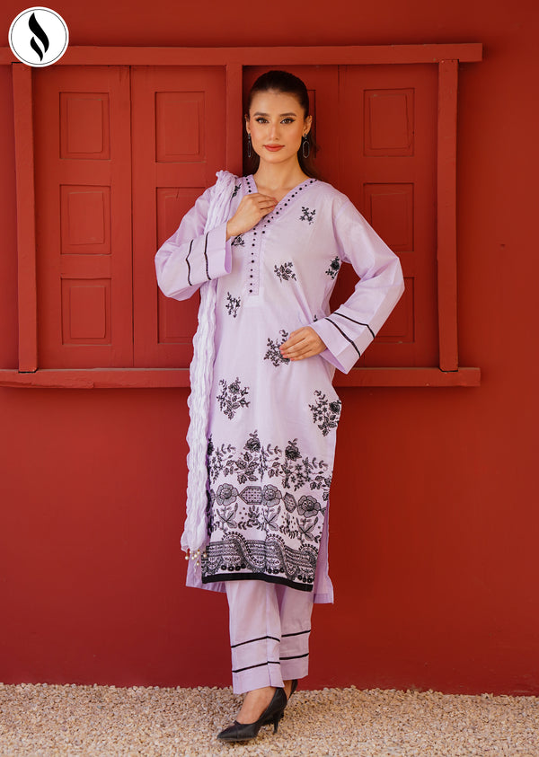 NZEC-1107<br>3-Piece Embroidered Light Purple Charm