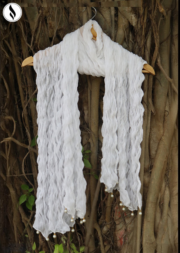 NZDC-103 White Chiffon Dupatta