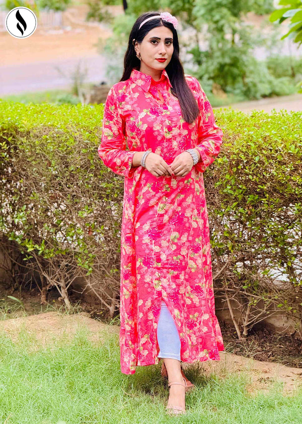 NZSC-621 Stitched 2 Piece Bright Pink Frock