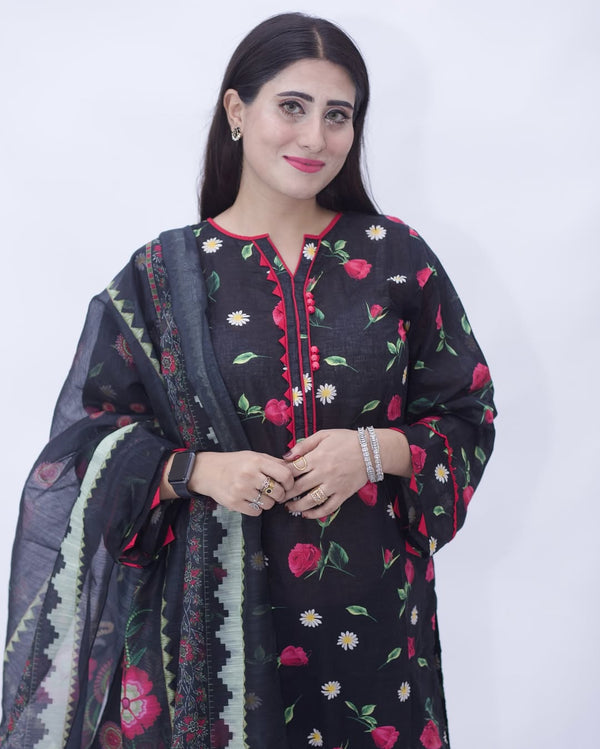 NZSC-716 Stitched 2 Piece Blue Bloom (Shirt+Dupatta) Co Ord Set Lawn